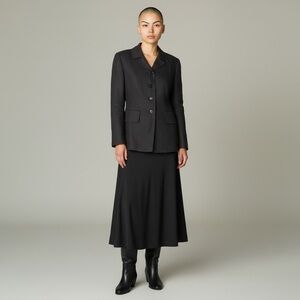 LIDA BADAY - Black Linen Fitted Jacket - Size 8
